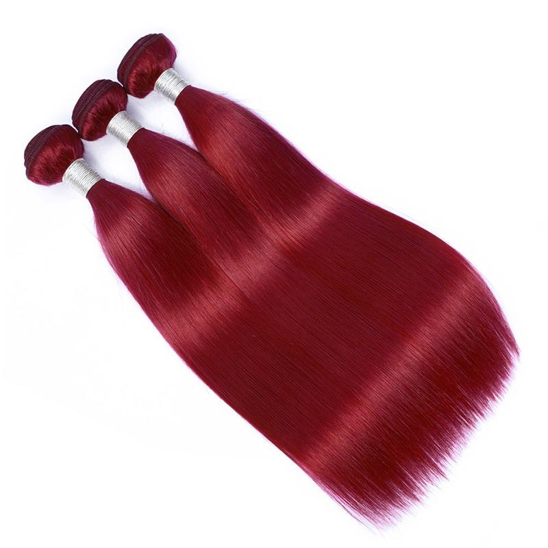 Modern Show Long Straight Burgundy Colored Hair Bundles Dark Red Human Hair Brazilian Weave 3Pcs/lot