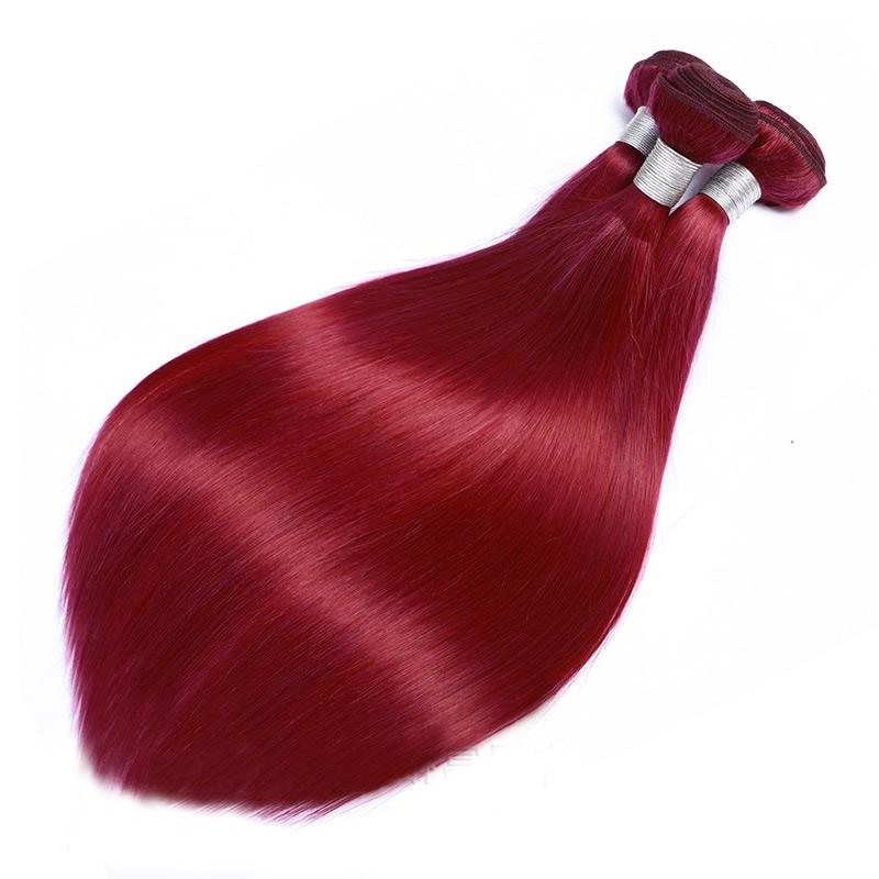 Modern Show Long Straight Burgundy Colored Hair Bundles Dark Red Human Hair Brazilian Weave 3Pcs/lot