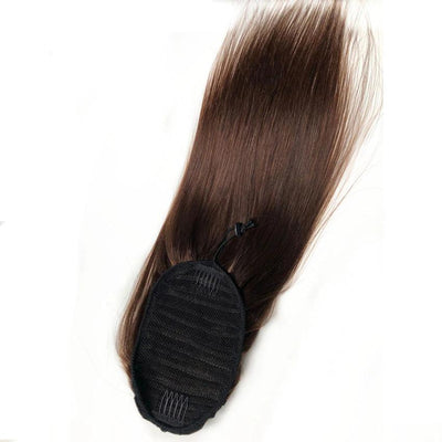 Modern Show Dark Brown Color #4 Silky Straight Drawstring Ponytail Human Hair Clip In Ponytail Hair Extensions Quick Hairstyle