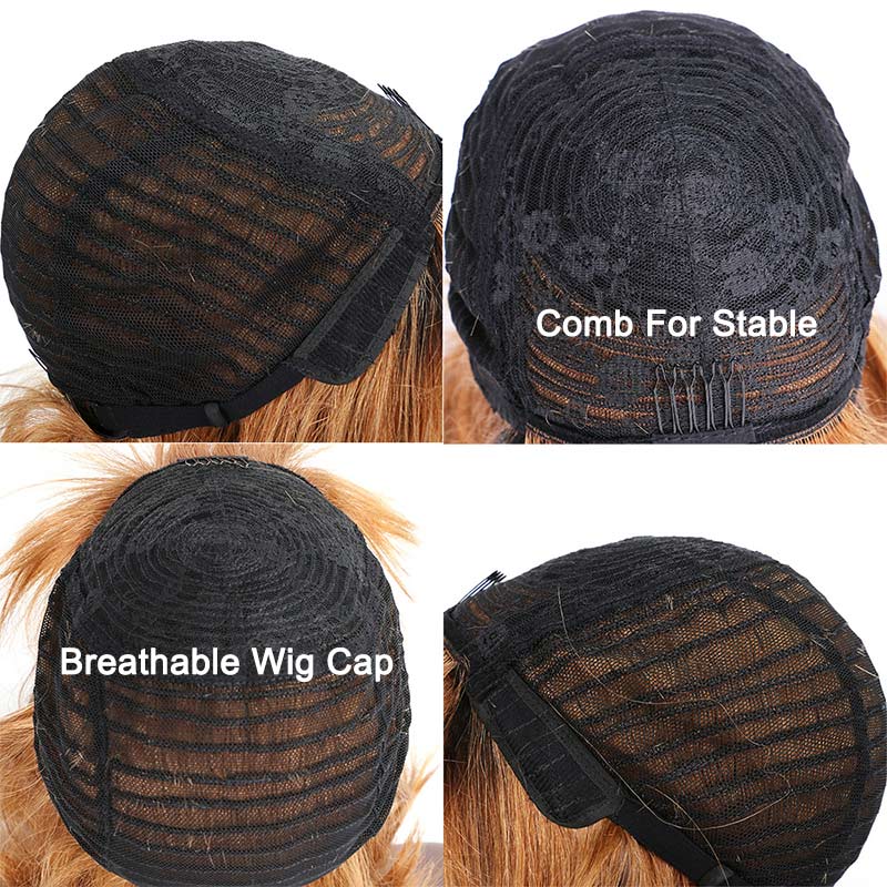 Modern Show Short Bob Wig With Bangs Orange Copper Color Straight Human Hair Wigs #30 Color Full Glueless Machine Made Wig