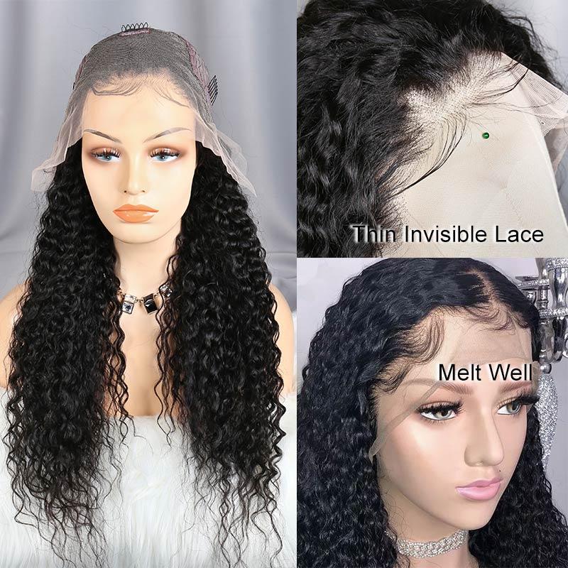 150 Density Mink Brazilian Curly Wigs Remy Human Hair 13x6 Transparent Lace Front Wigs For Sale