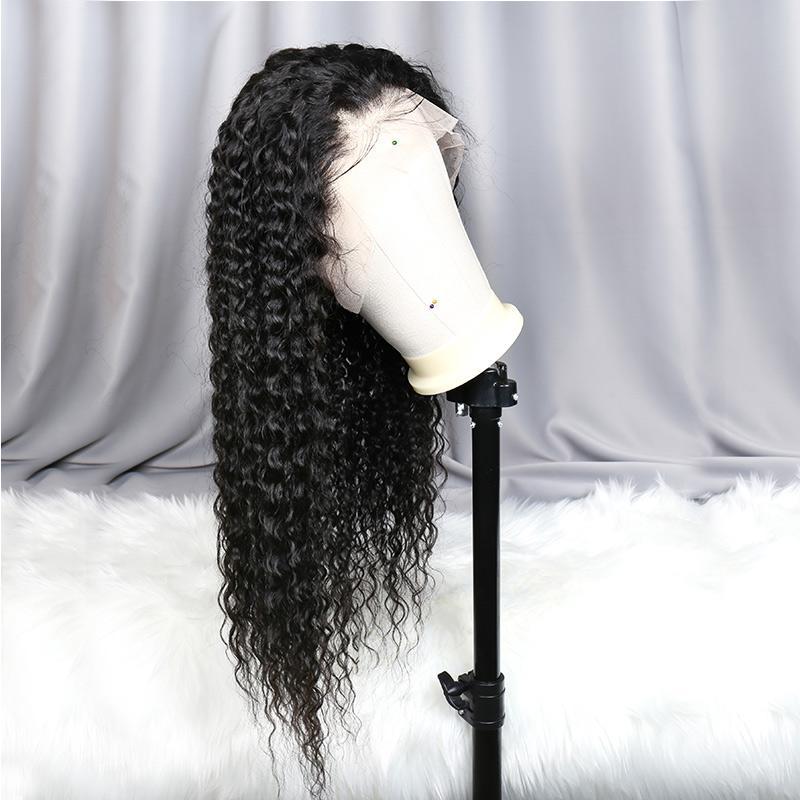 Modern Show Hair 150 Density Indian Curly Lace Front Wigs With Baby Hair Remy Human Hair 13x6 Transparent Lace Wigs For Sale-side