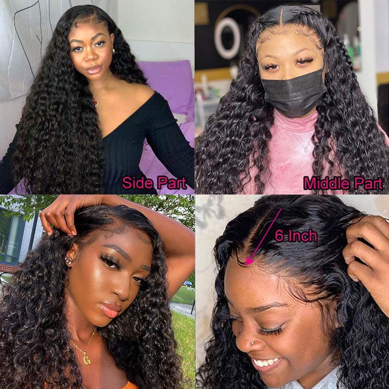 Modern Show High Density HD Lace Wigs Black Water Wave Human Hair 13x6 Transparent Lace Front Wigs For Women
