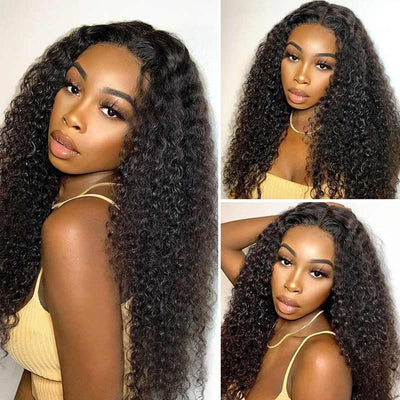 150 Density Brazilian Curly Human Hair Transparent Lace Front Wigs For Black Women Remy Hair Lace Wigs With Baby Hair