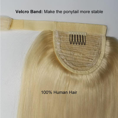 Modern Show #613 Blonde Color Straight Human Hair Velcro Ponytail Wrap Around Clip In Ponytail Hair Extensions