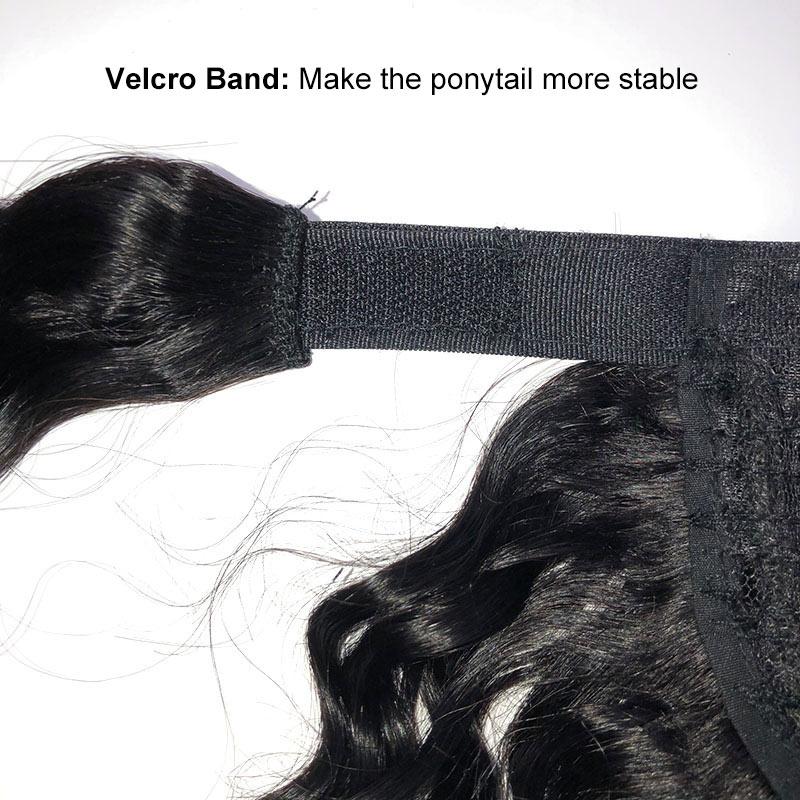 Modern Show Long Deep Wave Human Hair Wrap Around Ponytail Brazilian Deep Curly Hair Velcro Ponytail Hair Extensions