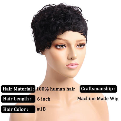 Modern Show Short Water Wave Curly Gamine Hairstyles Glueless Human Hair Wigs