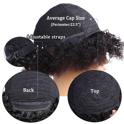 Modern Show Glueless Human Hair Wig Short Kinky Curly Wigs Breathable Machine Made Wig