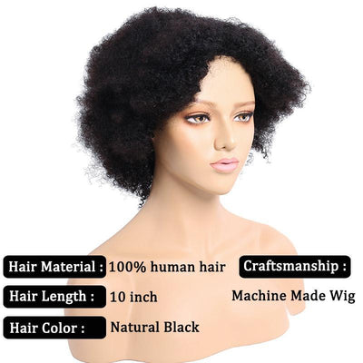 Modern Show Glueless Human Hair Wig Short Kinky Curly Wigs Breathable Machine Made Wig