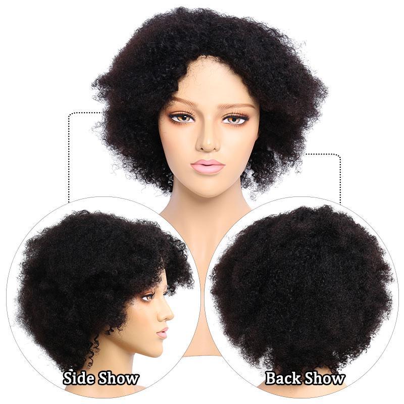 Modern Show Glueless Human Hair Wig Short Kinky Curly Wigs Breathable Machine Made Wig