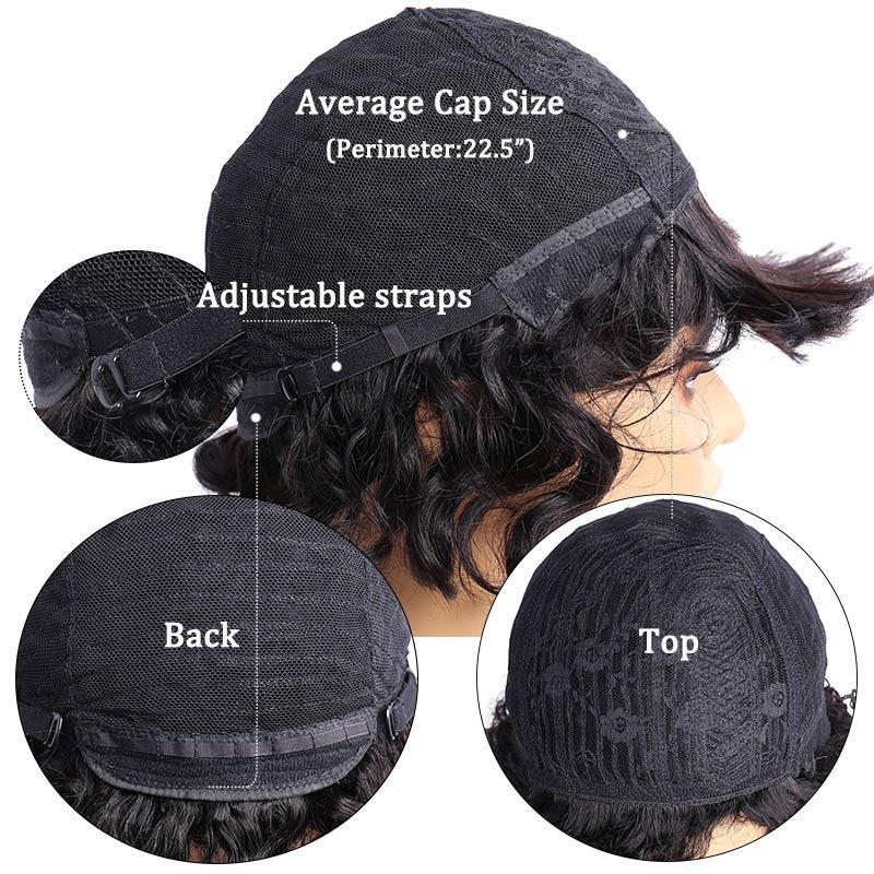 Modern Show Short Loose Wave Bob Wig With Bangs Glueless Machine Made Human Hair Wigs