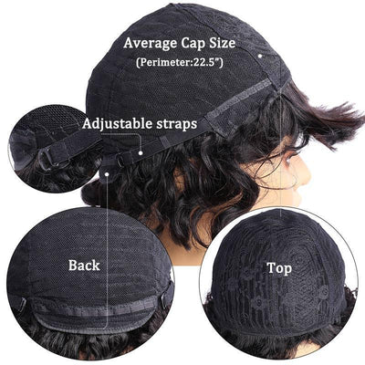 Modern Show Short Loose Wave Bob Wig With Bangs Glueless Machine Made Human Hair Wigs