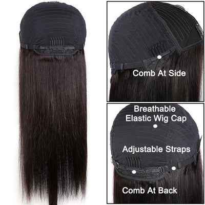Modern SHow 150 Density Straight V Part Wig Real Glueless Virgin Human Hair Wigs Natural Black Color