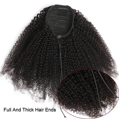 Modern Show Kinky Curly Drawstring Ponytail Brazilian Human Hair Clip In Extensions Natural Afro Curly Hairstyle