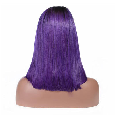 Modern Show Short Bob Wig 1b/Purple Ombre Color Straight Human Hair Wigs Pre Plucked Brazilian Hair Lace Front Wig