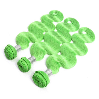 Modern Show Long Wavy Green Color Hair Bundles Brazilian Body Wave Human Hair Weave 3Pcs/lot
