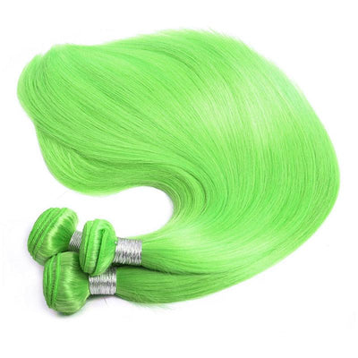 Modern Show Long Straight Neon Green Color Hair Bundles Brazilian Human Hair Weave 3Pcs/lot