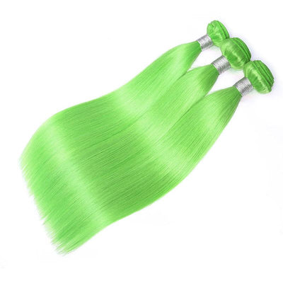 Modern Show Long Straight Neon Green Color Hair Bundles Brazilian Human Hair Weave 3Pcs/lot