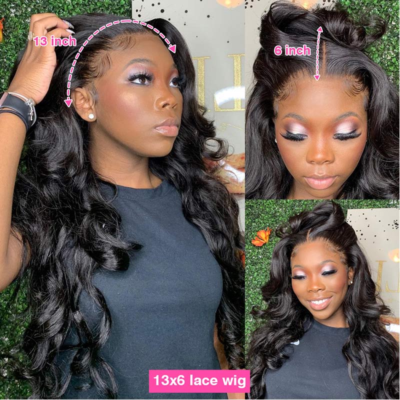 13x6 HD Lace Front Wig Human Hair Body Wave 210% Density 26 inch 13x6 Lace Full Frontal Wigs Human Hair Body Wave 250  main image 4
