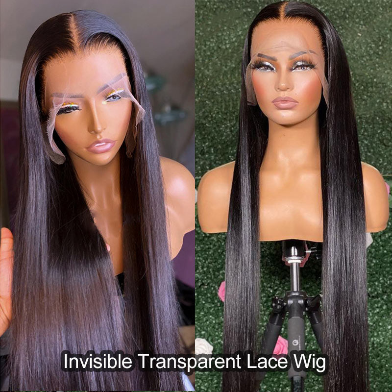 Modern Show High Density HD Lace Wig Black Straight Human Hair 13x6 Transparent Lace Front Wigs For Women