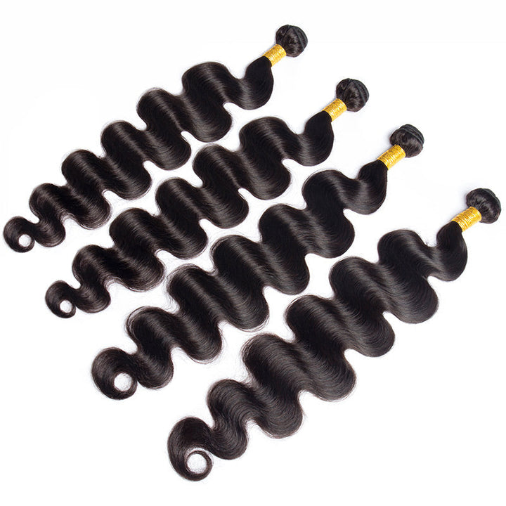 Long Black Body Wave Hair 4 Bundles Remy Human Hair Weave
