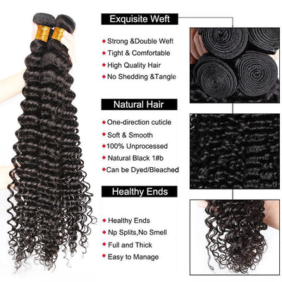 Modern Show 40 Inch Long Deep Wave With Frontal Real Remy Human Hair Curly 3 Bundles With 13x4 Lace Frontal Closure