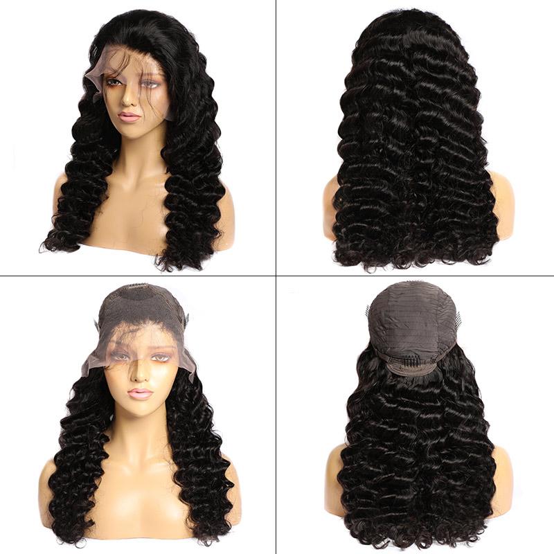 Modern Show 28 inch Long Brazilian Loose Deep Wave Human Hair Wig Pre Plucked Lace Front Wigs With Baby Hair