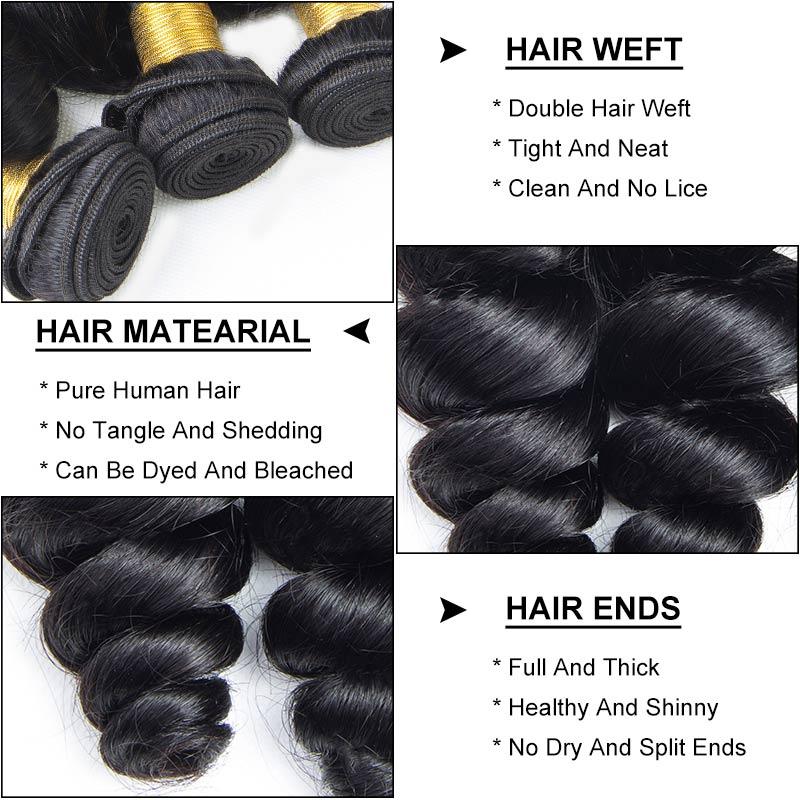 Modern Show Long Loose Wave Human Hair 4 Bundles Natural Black Color 9A 28 Inch Brazilian Hair Weave