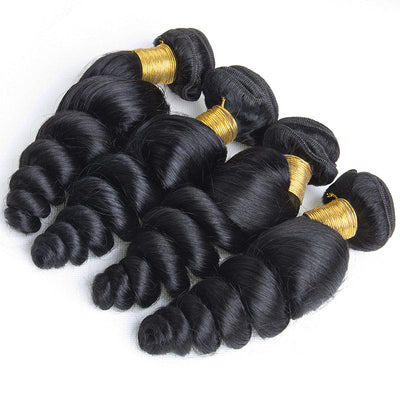 Modern Show Long Loose Wave Human Hair 4 Bundles Natural Black Color 9A 28 Inch Brazilian Hair Weave