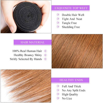 Modern Show 1B/30 Ombre Middle Brown Color Straight Human Hair Weave 4 Bundles Brazilian Hair Extensions