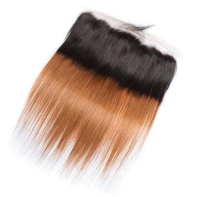 Modern Show Straight Hair Lace Frontal Closure 1B/30 Middle Brown Ombre Color Human Hair Pre Plucked 13x4 Lace Frontal With Baby Hair