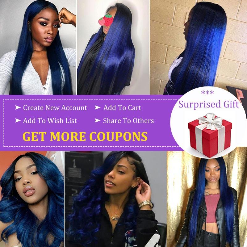 Modern Show Body Wave Ombre Hair 1B/Blue Color 3 Bundles With Closure Brazilian Human Hair Weave With 4x4 Lace Closure