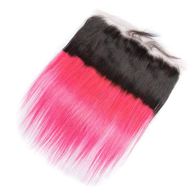 Modern Show 1B/Pink Ombre Color Straight Hair Lace Frontal Closure Human Hair Pre Plucked 13x4 Lace Frontal With Baby Hair