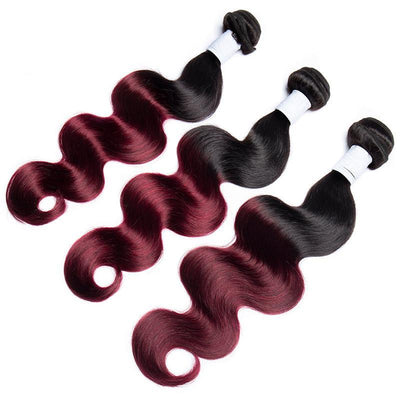 Modern Show Ombre 1B/99J Burgundy Bundles Brazilian Body Wave Human Hair Weave 3Pcs Hair Extensions