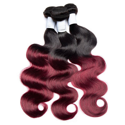 Modern Show Ombre 1B/99J Burgundy Bundles Brazilian Body Wave Human Hair Weave 3Pcs Hair Extensions