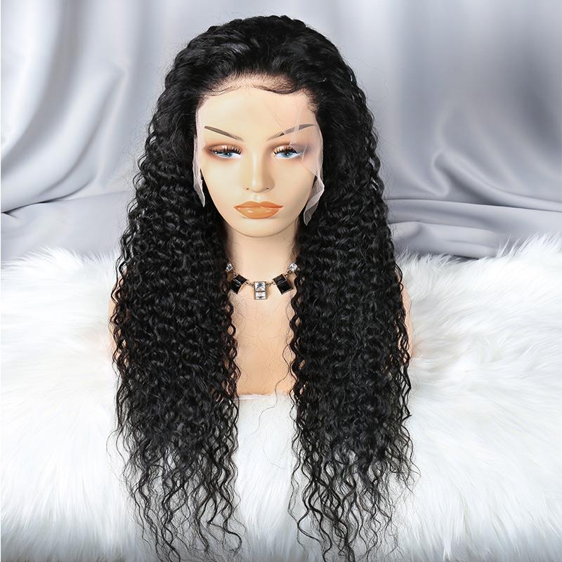 Modern Show Hair 150 Density Peruvian Remy Human Hair Curly Wigs 13x6 Transparent Lace Front Wigs With Baby Hair-front show