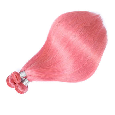 Modern Show Long Straight Pink Colored Hair Bundles Brazilian Human Hair Weave 3Pcs/lot
