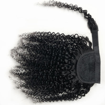 Modern Show Kinky Curly Human Hair Wrap Around Ponytail Brazilian Curly Hair Velcro Ponytail Hair Extensions