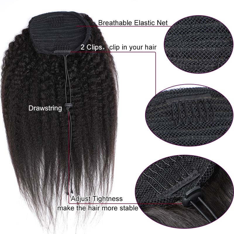 Modern Show Yaki Straight Drawstring Ponytail Brazilian Human Hair Clip In Extensions Natural Trendy Curly Hairstyle