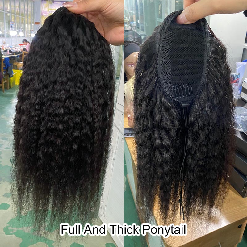 Modern Show Yaki Straight Drawstring Ponytail Brazilian Human Hair Clip In Extensions Natural Trendy Curly Hairstyle