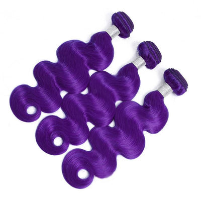 Modern Show Long Wavy Purple Colored Hair Bundles Brazilian Weave Body Wave Human Hair 3Pcs/lot