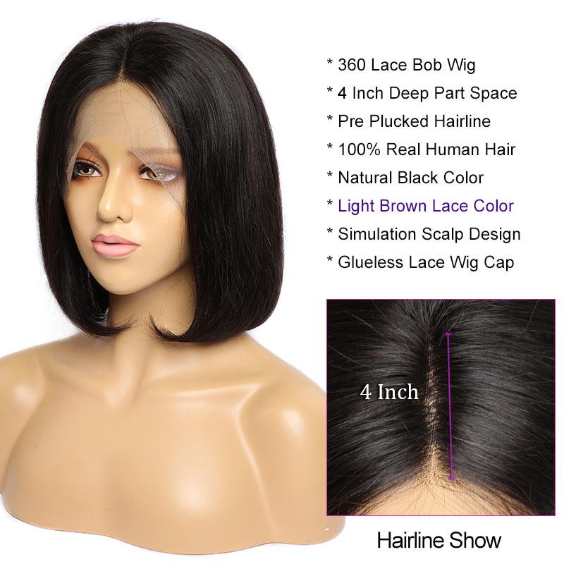 Modern Show Short Bob Straight 360 Lace Frontal Wigs Real Brazilian Remy Human Hair Lace Wigs For Women
