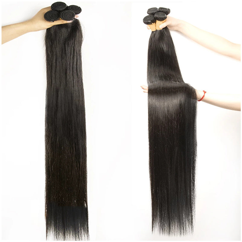 Modern Show 40 Inch Long Black Straight Remy Human Hair Weave 4 Bundles