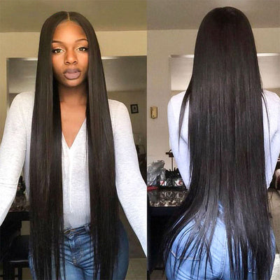 Modern Show 40 Inch Long Black Straight Remy Human Hair Weave 4 Bundles