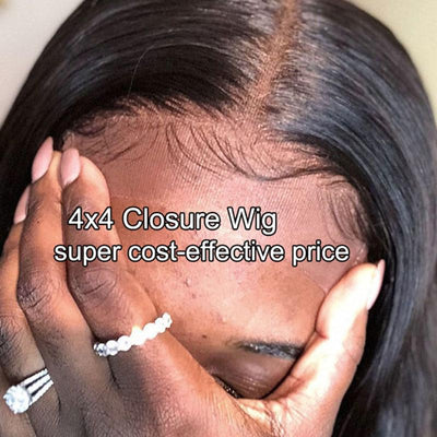 Buy 1 Get 1 (2 Wigs) | 150 Density Long Brazilian Human Hair Wigs 4x4 Lace Closure Wigs With Baby Hair
