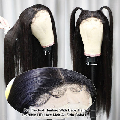 Modern Show High Density 5x5 HD Lace Closure Wig Long Black Straight Human Hair Glueless Wigs For Women