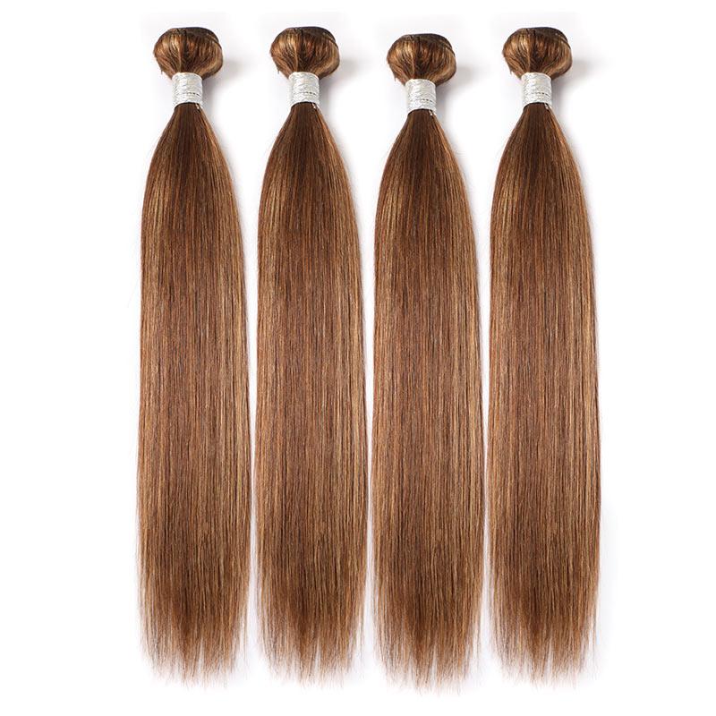 Modern Show Blayage Highlight Straight Bundles 4pcs Ombre Color 4/27 Human Hair Weave Brazilian Hair