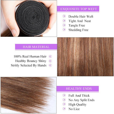 Modern Show Straight Highlight Bundles Ombre 4/27 Color Human Hair 3pcs Brazilian Weave Remy Hair Weft