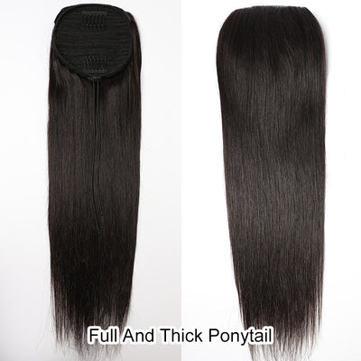 Modern Show Silky Straight Drawstring Ponytail Brazilian Human Hair Clip In Extensions Quick Hairstyle