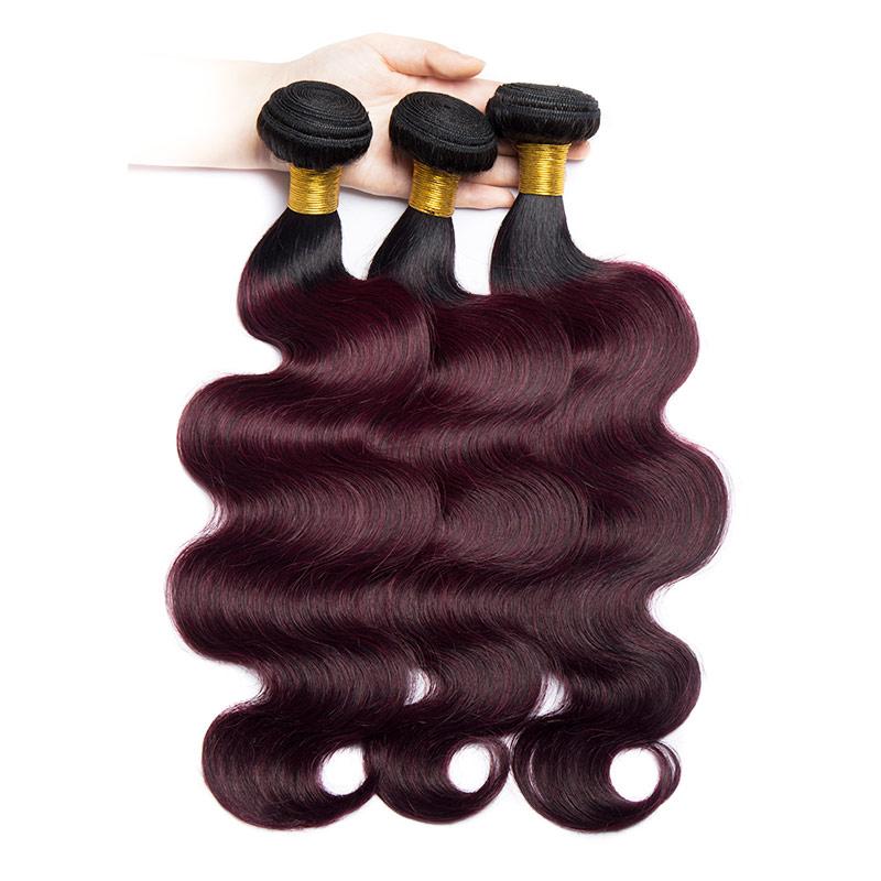 Modern Show 1b/dark 99j Ombre Color Hair Body Wave 3 Bundles Brazilian Weave Remy Human Hair Weft